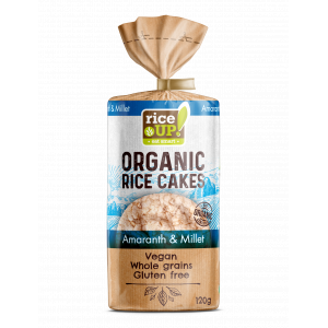 bio KENYÉR HELYETTESÍTŐK Rice Up BIO gluténmentes puffasztott barnarizs szelet – amaranttal és kölessel 120 gr