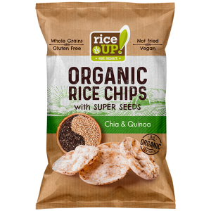 bio CHIPSEK Rice Up BIO gluténmentes barnarizs chips chia maggal és quinoával 25 gr