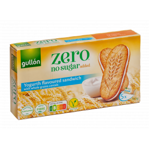 cukormentes KEKSZEK Gullon ZERO – Joghurtos reggeli szendvicskeksz hozzáadott cukor nélkül 220 gr