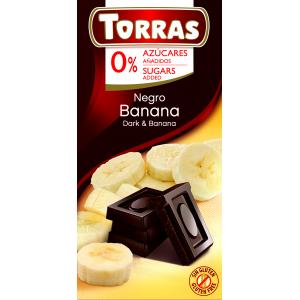 gluténmentes CSOKOLÁDÉK Torras gluténmentes banános étcsokoládé hozzáadott cukor nélkül 75 gr