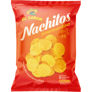 vegán CHIPSEK EL SABOR NACHITOS CHIPS – AMERICAN BBQ 100 GR