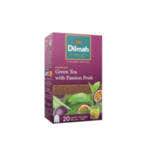 cukormentes TEÁK DILMAH Green Tea with Passionfruit – passiógyümölcsös zöldtea – 30 gr