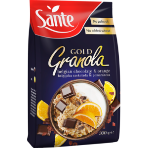 GABONAPEHELY, MÜZLI, GRANOLA Sante Granola Gold – csokoládés-narancsos 300 g