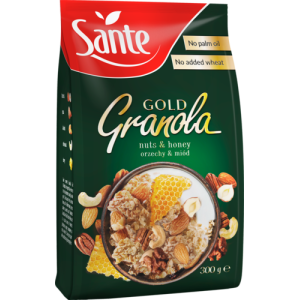 GABONAPEHELY, MÜZLI, GRANOLA Sante Granola Gold – mogyorós-mézes 300 g